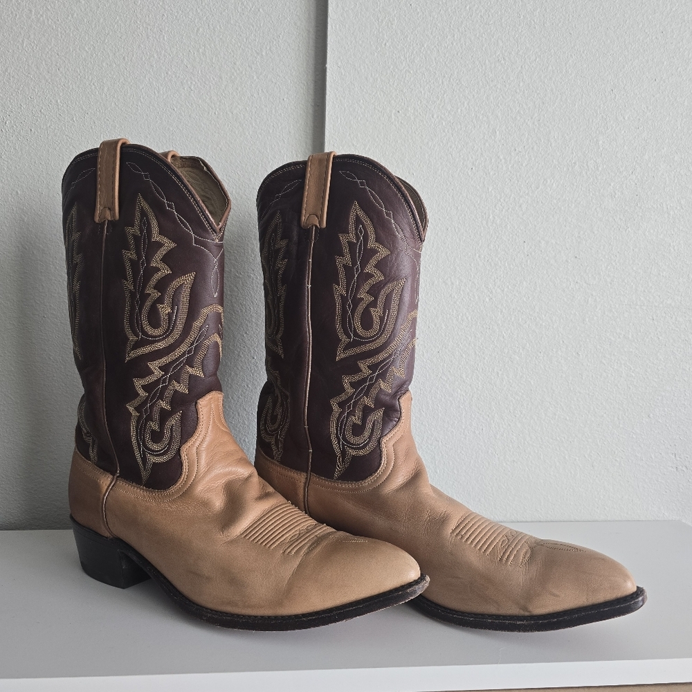 DAN POST Soft Leather Cowboy Boots Tan Men's 13 - Picture 6 of 13